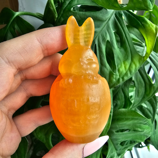 Orange Calcite easter bunny in eggshell #35A