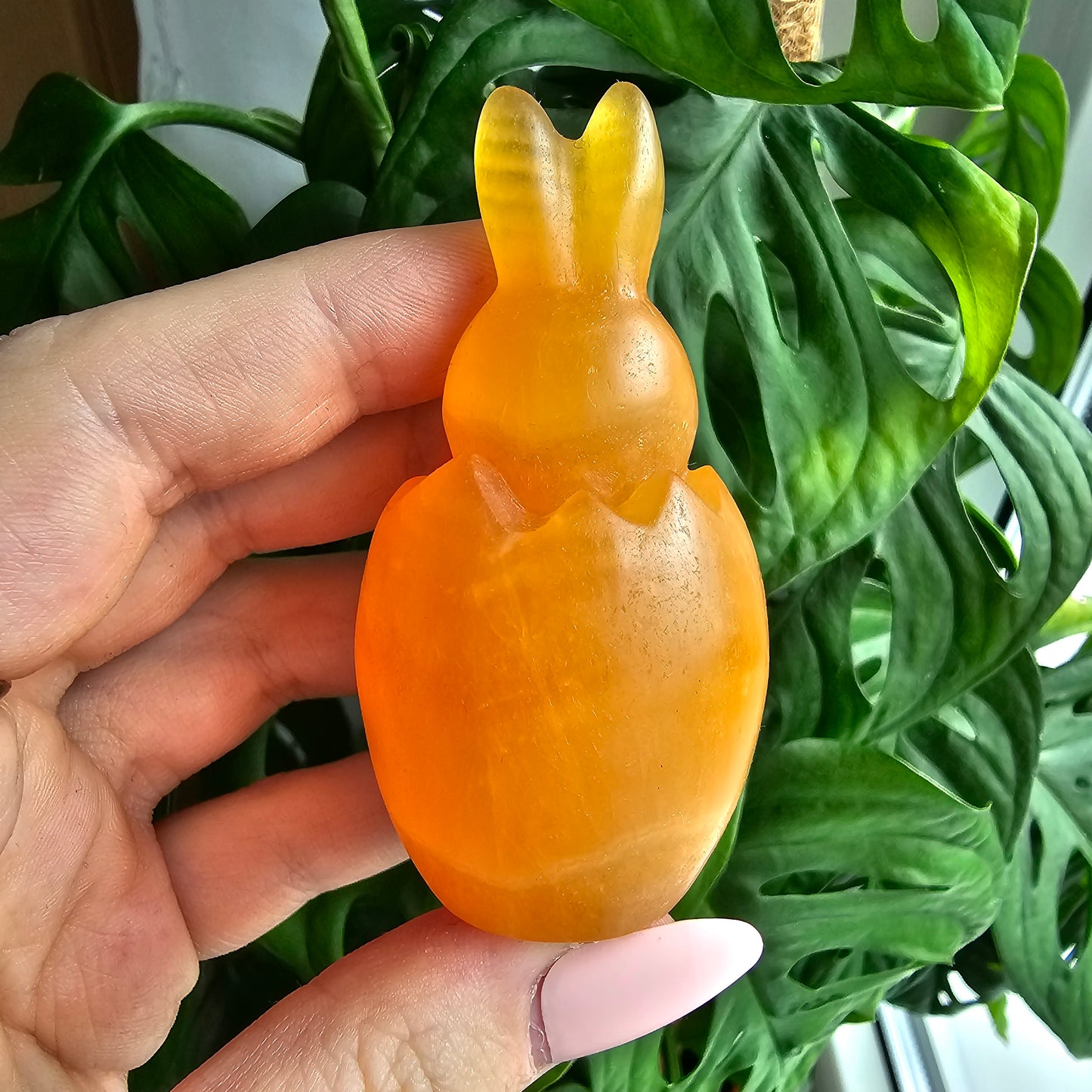 Orange Calcite easter bunny in eggshell #35A