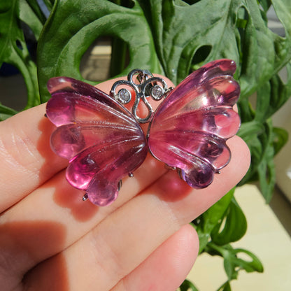 Fluorite butterfly pendant #16B