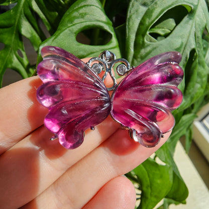 Fluorite butterfly pendant #16C