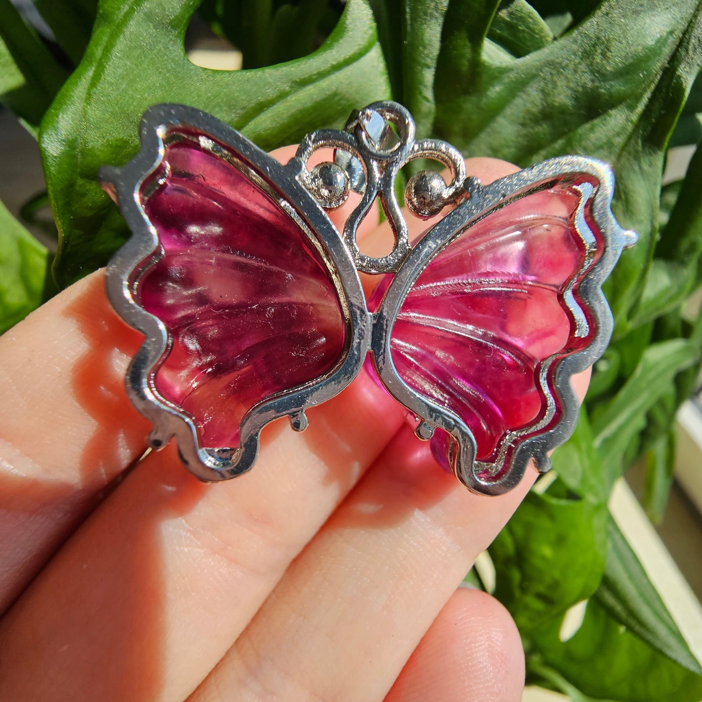 Fluorite butterfly pendant #16C