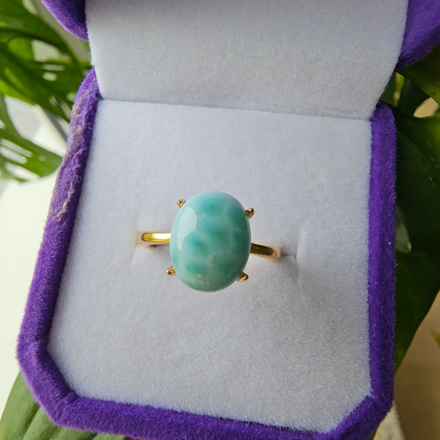 Larimar Ring #39T S925 vergoldet