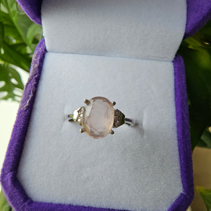 Faceted Rose Quartz Ring #35Q S925