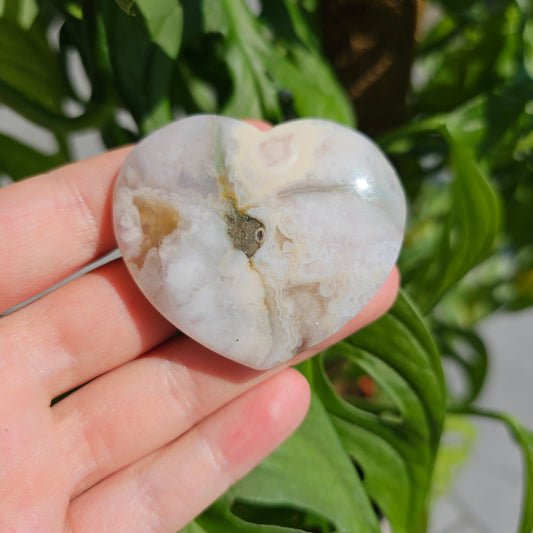 Flower Agate Heart #12F