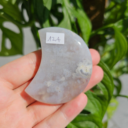 Flower Agate Crescent Moon #12A