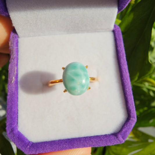 Larimar Ring #39T S925 gold plated