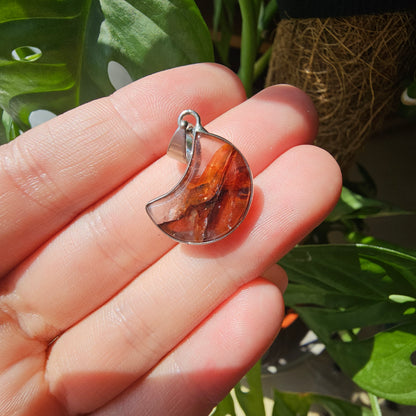 Fire Quartz Moon Pendant #19B