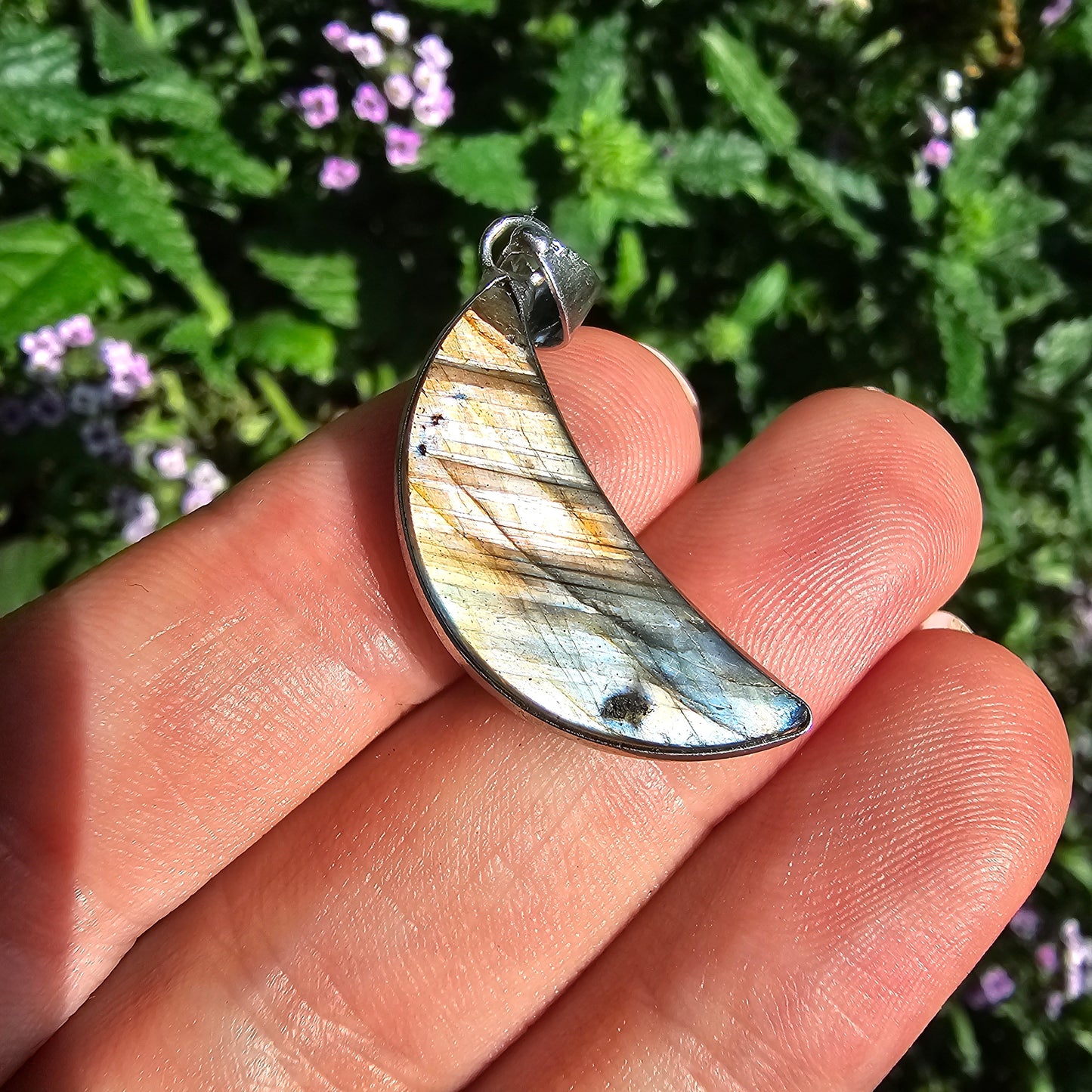 Labradorite Moon Pendant #22C