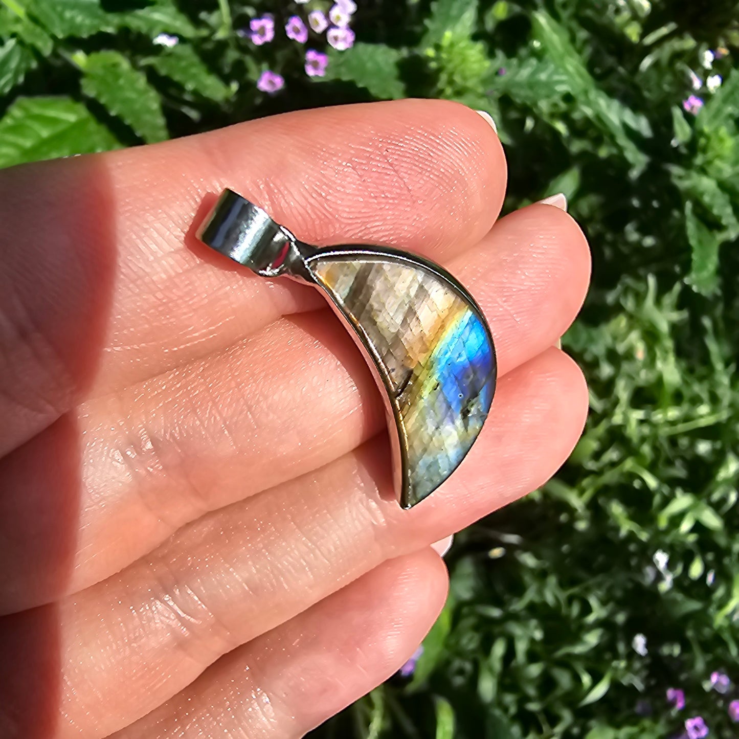 Labradorite Moon Pendant #22C