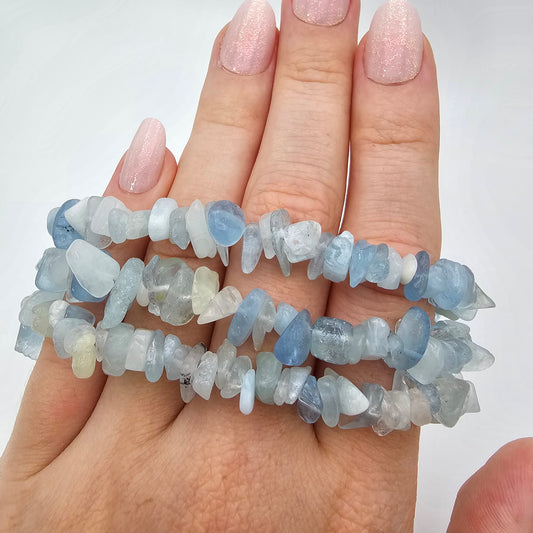 Aquamarine chip bracelet (with clasp)