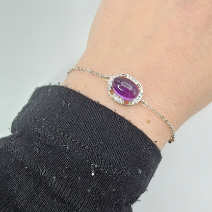 Amethyst silver bracelet (adjustable) #45B