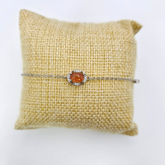 Sunstone silver bracelet (adjustable)