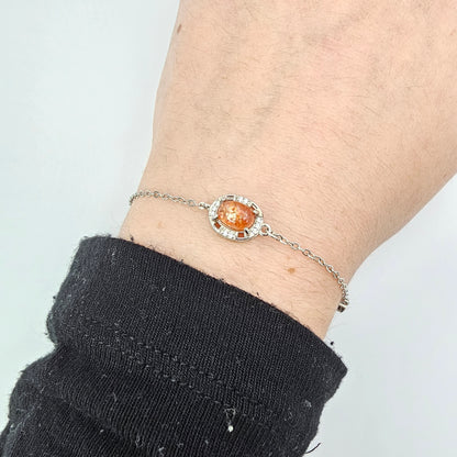 Sunstone silver bracelet (adjustable)