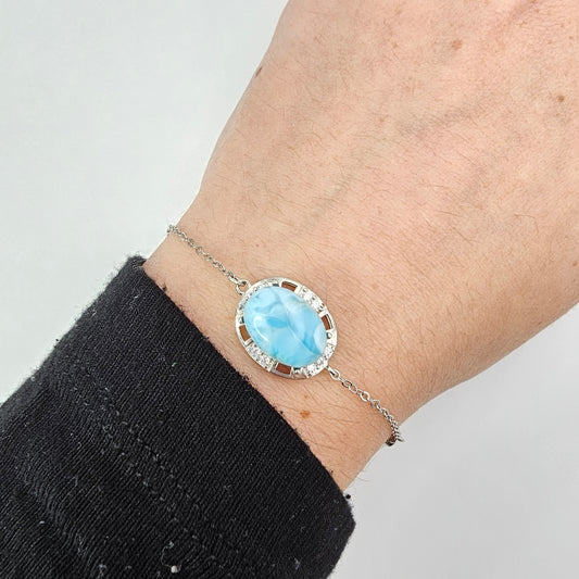 Larimar silver bracelet (adjustable) #39B