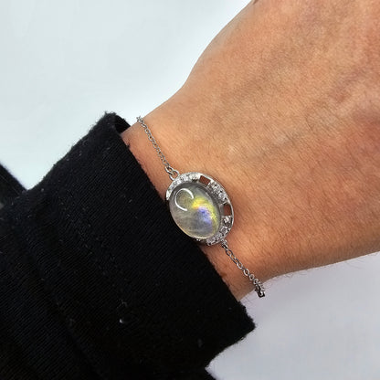 Labradorite silver bracelet (adjustable) #39A