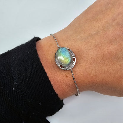 Labradorite silver bracelet (adjustable) #39B