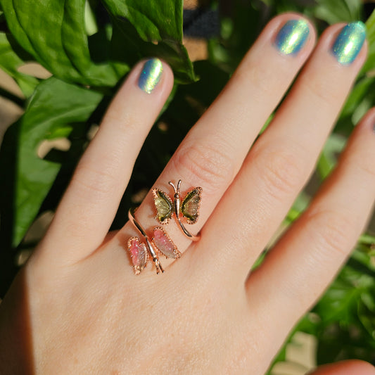 Tourmaline Butterfly Ring rose colored #45A