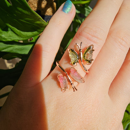 Tourmaline Butterfly Ring rose colored #45A