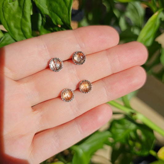 Rutilated Quartz Stud Earrings (select your own)