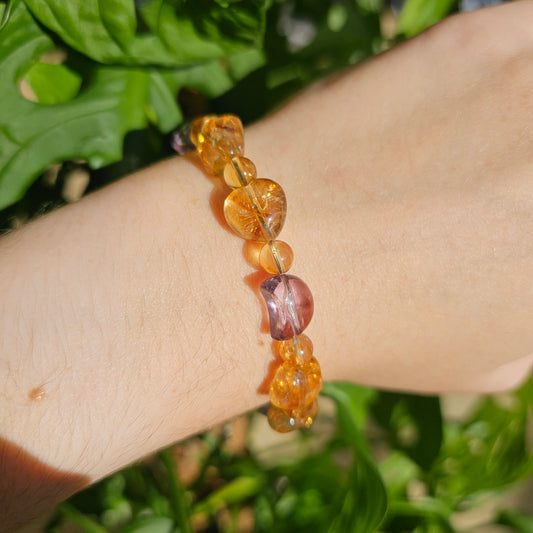 Amethyst + Citrine (heated) bracelet (adjustable)