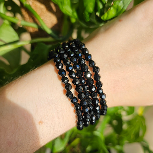 Faceted Black Tourmaline Bracelet (5mm)