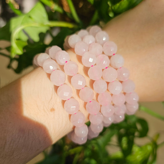 Faceted Rose Quartz Bracelet  (9mm)