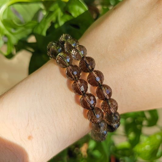 Faceted Smoky Quartz Bracelet (9mm)