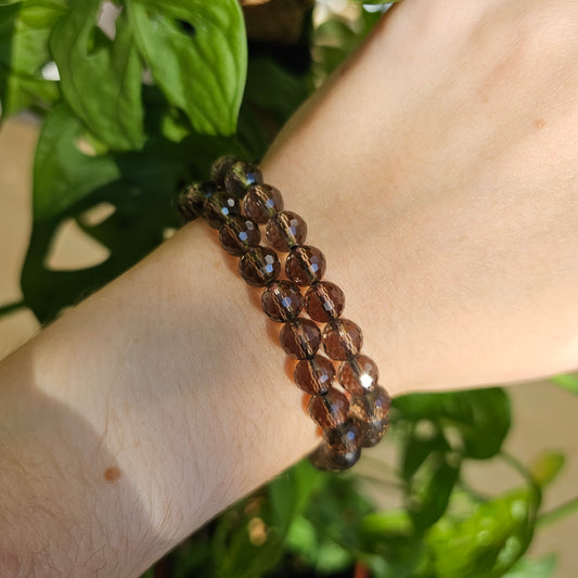 Faceted Smoky Quartz Bracelet (8mm)