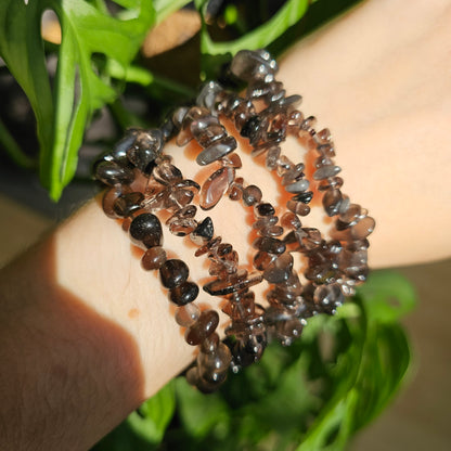 Smoky Quartz chip bracelet (intuitive selection)