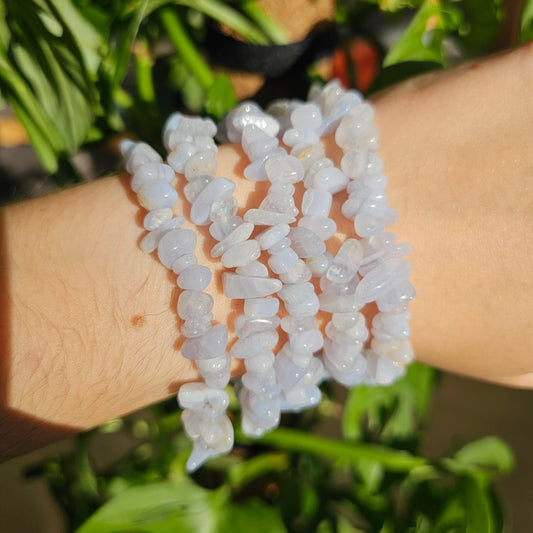 Blue Lace Agate chip bracelet (intuitive selection)