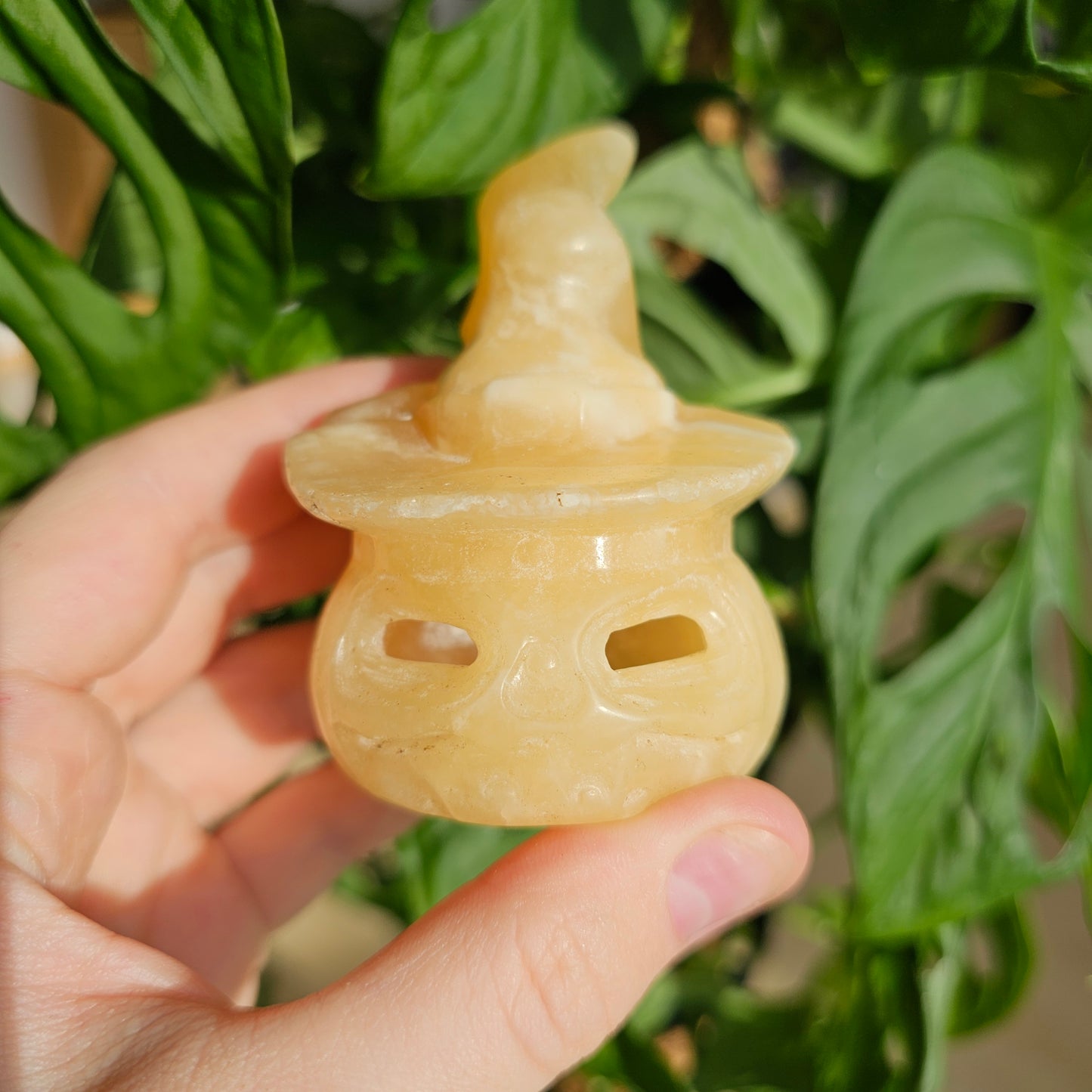 Orange Calcite Halloween Pumpkin with Hat #29C