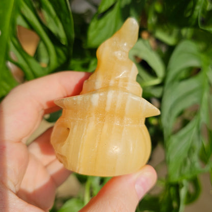 Orange Calcite Halloween Pumpkin with Hat #29C