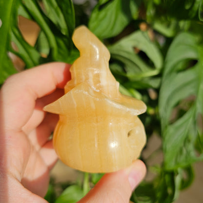 Orange Calcite Halloween Pumpkin with Hat #29C