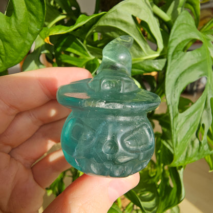 Fluorite Halloween Pumpkin with Hat #25A