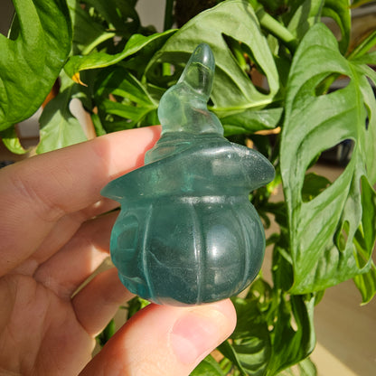 Fluorite Halloween Pumpkin with Hat #25A