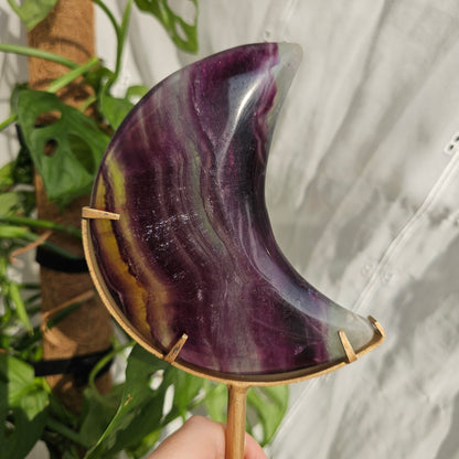 XL Fluorite Crescent Moon on Stand #89B