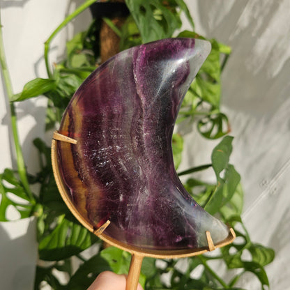 XL Fluorite Crescent Moon on Stand #89B