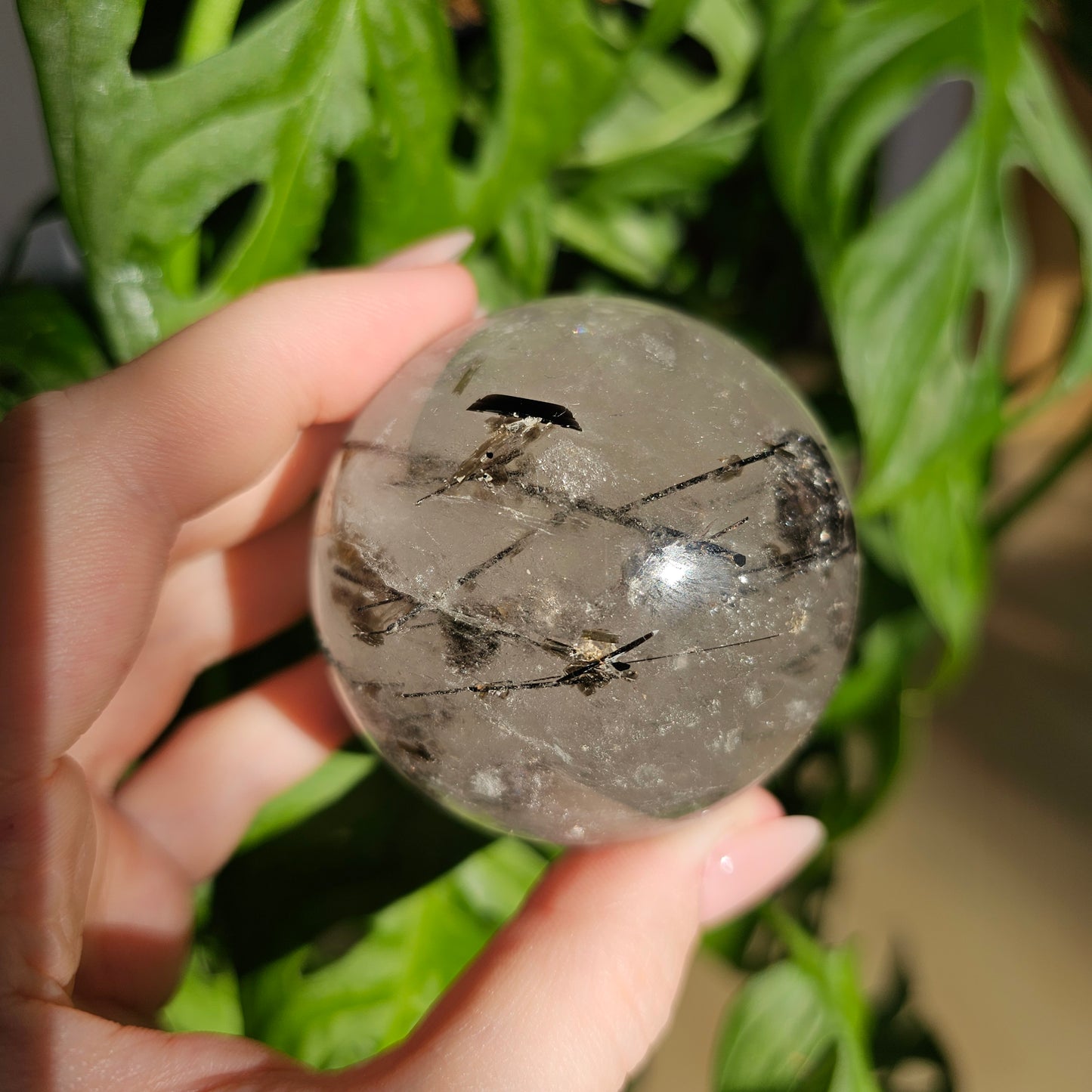 Tourmaline in Quartz Sphere #49C