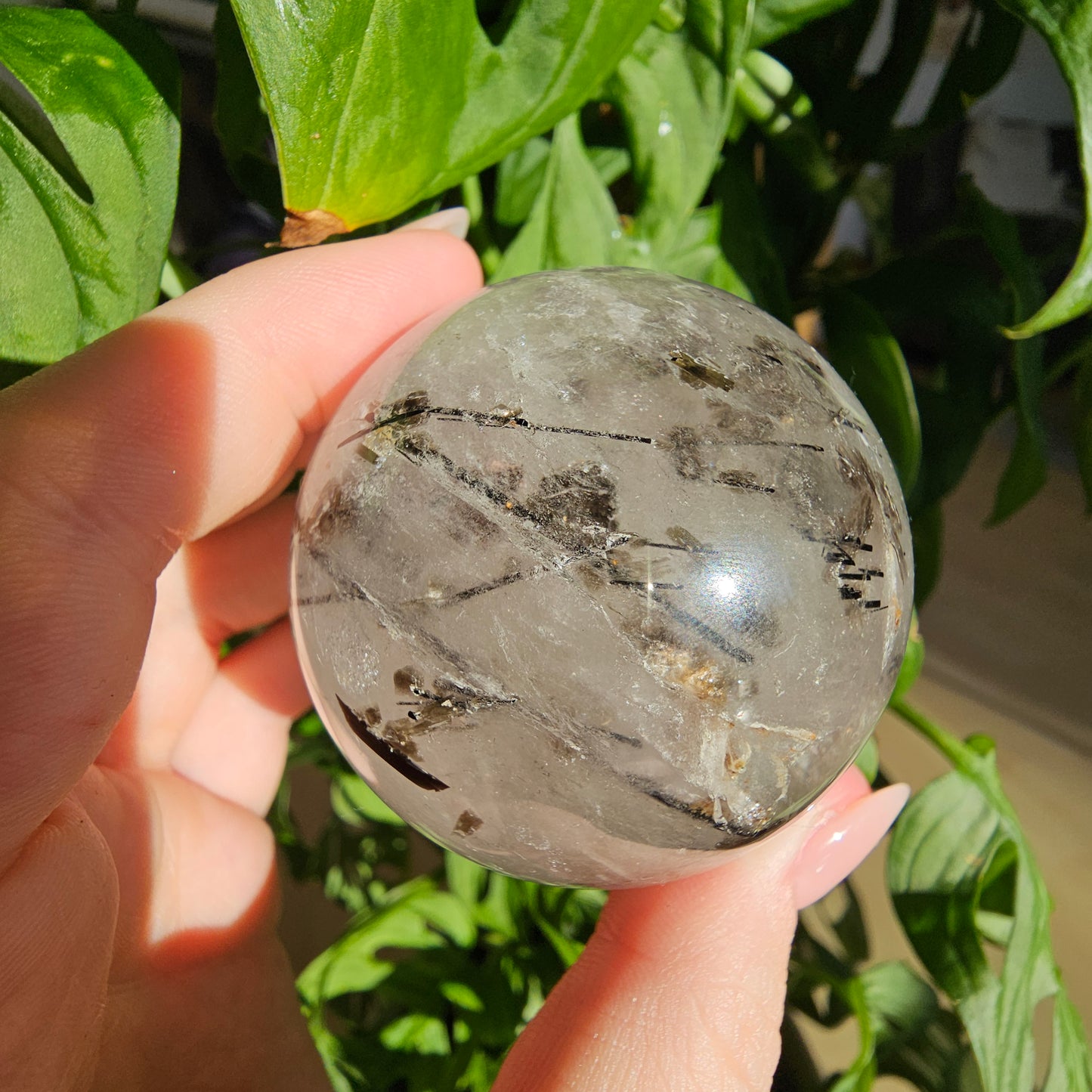 Tourmaline in Quartz Sphere #49C