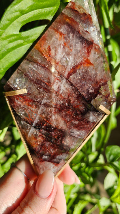 Fire Quartz Diamond on stand