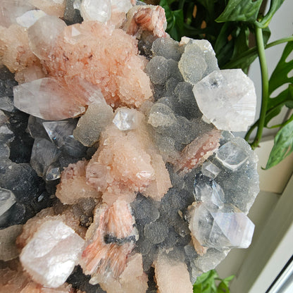 Apophyllite and Stilbite on Blue Chalcedony Statement Piece