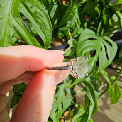 Moldavite Raw Stone Ring #69A