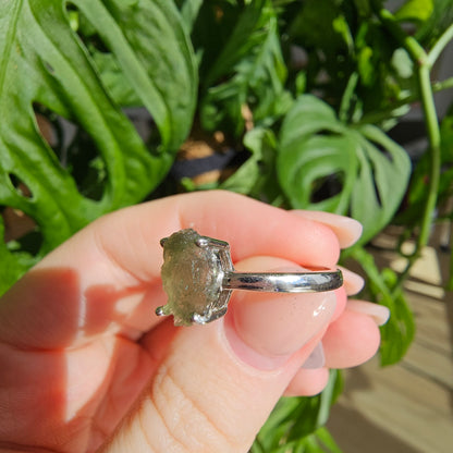 Moldavite Raw Stone Ring #69A