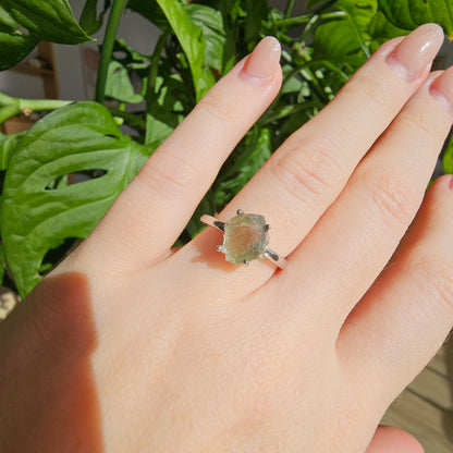 Moldavite Raw Stone Ring #69A