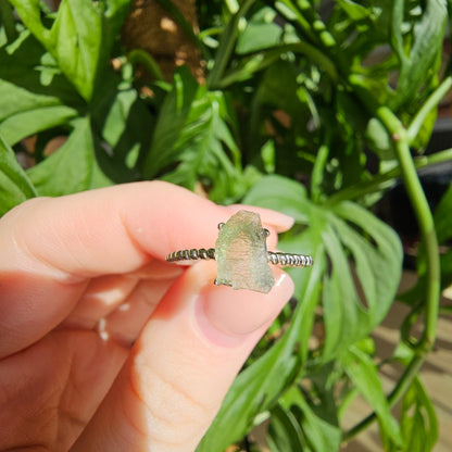 Moldavite Raw Stone Ring #69B