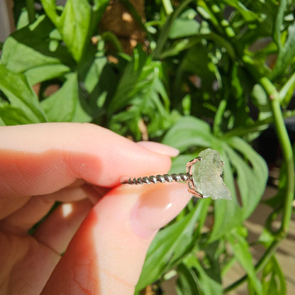 Moldavite Raw Stone Ring #69B