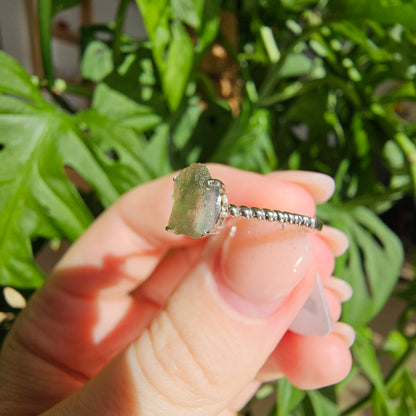 Moldavite Raw Stone Ring #69B