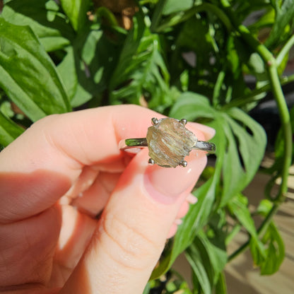 Moldavite Raw Stone Ring #69C