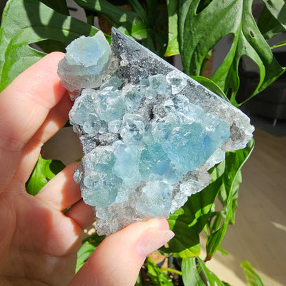 Green/Blue Fluorite with Calcite and Quartz #59B