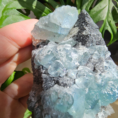 Green/Blue Fluorite with Calcite and Quartz #59B